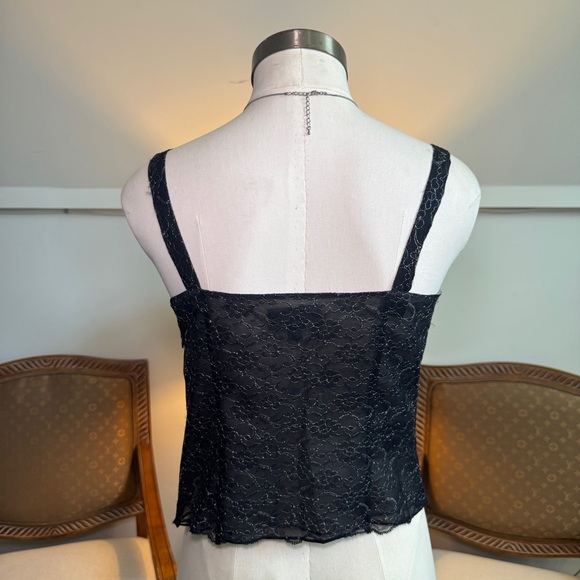Vintage 90s 00s Black Lace Gothic Fairy Grunge Embellished Cami Tank Top - Picture 5 of 11
